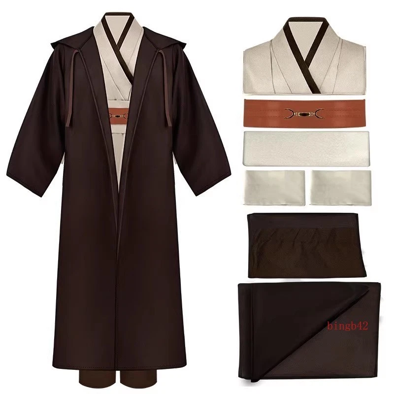 Disfraz de Star Wars Cosplay Caballero Jedi Obi-Wan Kenobi Halloween Fiesta Traje Bata  Foto 2 de 4