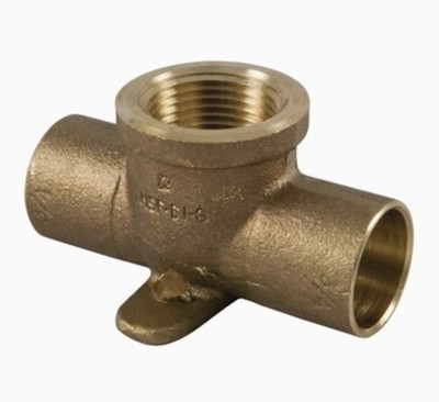 Lot Of 4 - 1/2 In. Cup x Cup x FIPT Drop Tee Fitting Copper #317187 A 01513LNL