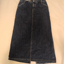 Eddie Bauer Dark Wash Denim Midi Length Jeans Skirt