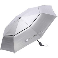 G4Free UPF 50 UV Protection Travel Umbrella 42 Inch 42 inch, Silver/Black