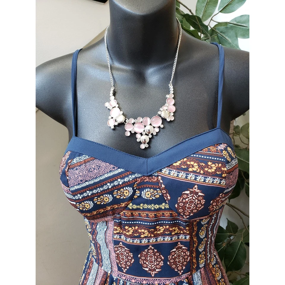 Xhilaration 长长裙女式 S 多花可调肩带无袖 — 第 3/4 张图片