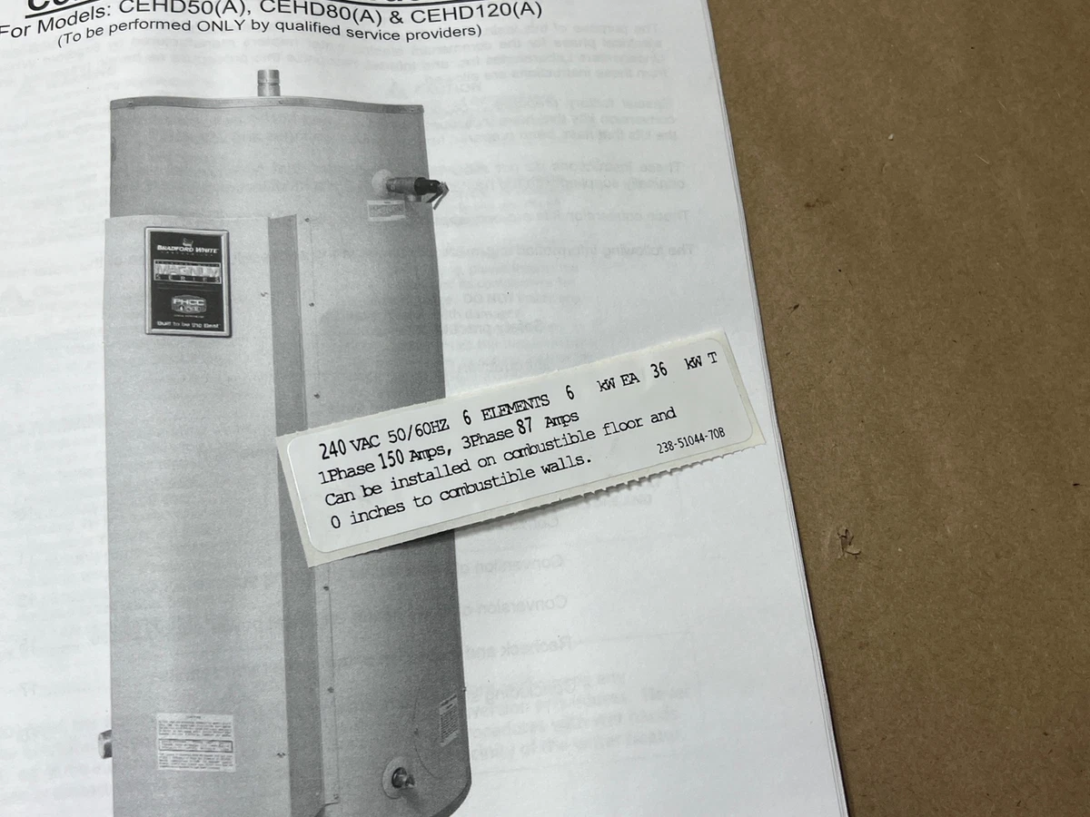 Bradford White Water Heater CEHD ElectriFLEX HD Element Conversion Kit 240V  36kW | eBay