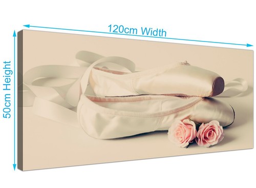 Ballet Shoes Pink Cream Shabby Chic Girls Bedroom Canvas 120cm Wide - 1283 - Picture 3 of 4