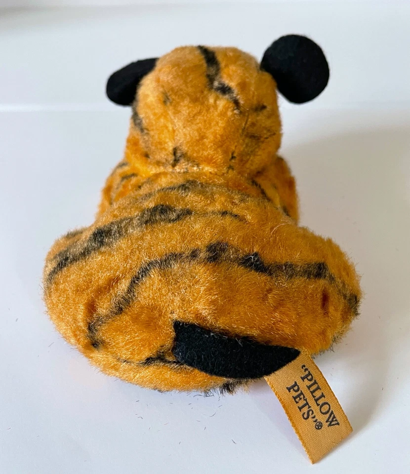 Vtg Dardenelle Pillow Pet Tiger Orange Black Striped Felt Eyes Stuffed Plush 5" - Image 3 of 4