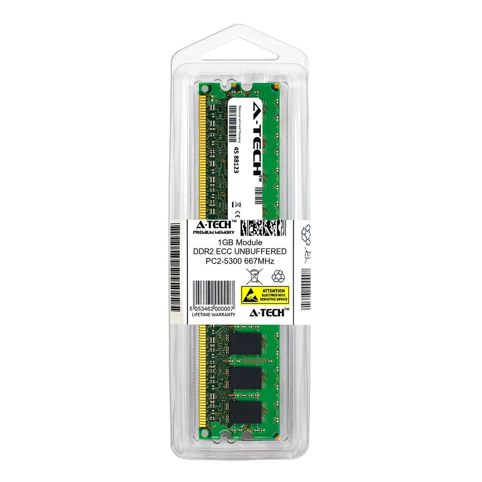 Memoria RAM de servidor 1 GB DDR2 PC2-5300E 667 MHz ECC UDIMM (equivalente a HP 392283-001) Foto 2 de 2