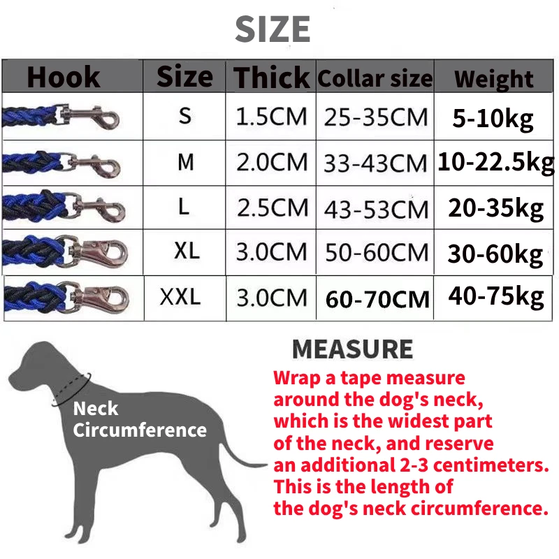 Correa de cuerda resistente reflectante con mango fuerte acolchado con plomo para perros cuerda trenzada de 5 pies Foto 3 de 4