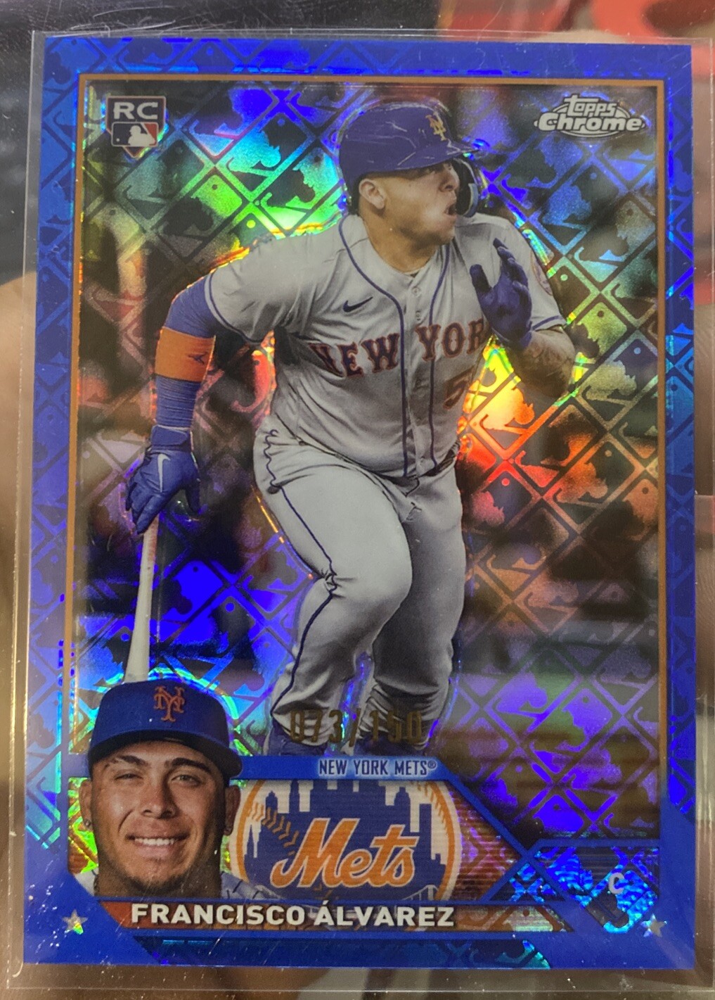 2023 Topps Chrome Francisco Alvarez #203 Rookie RC Blue Logofractor Mets /150