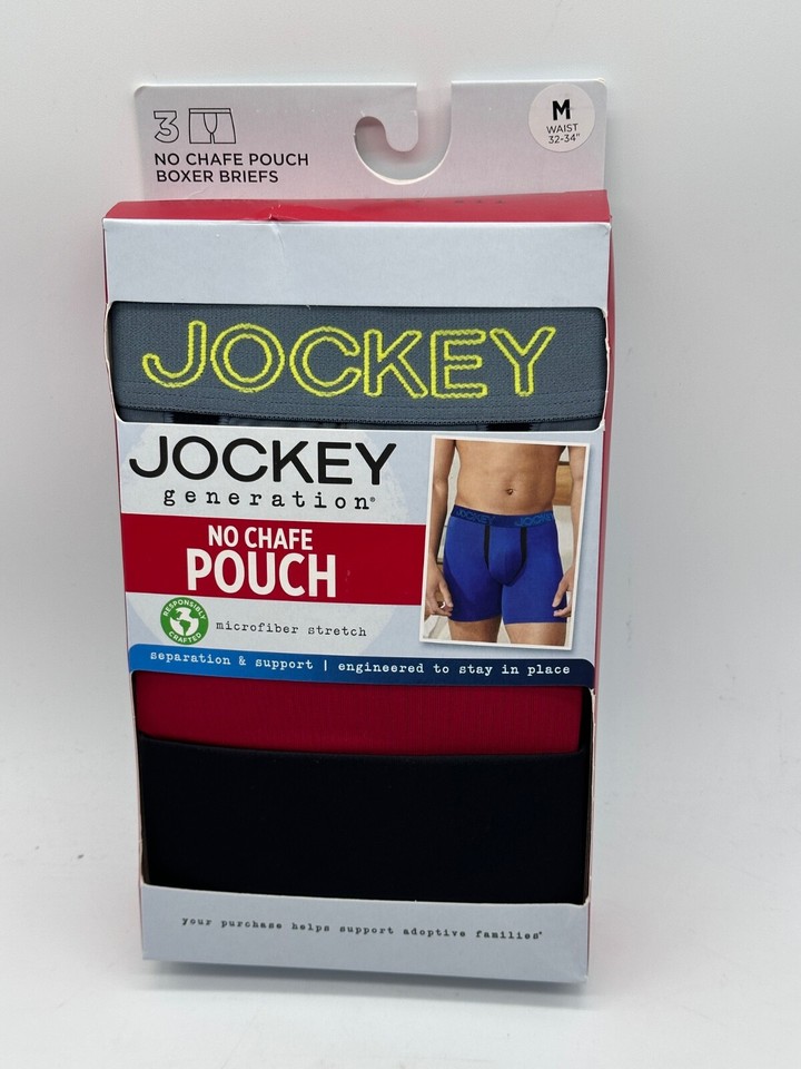 Jockey Men's Chafe Proof Pouch Cotton Stretch 6 Boxer Brief - 3 Pack 2XL Black Out