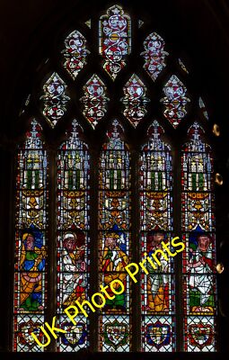 Photo 6x4 Stained glass window, S.III, Tewkesbury Abbey King Abijah (cent c2015