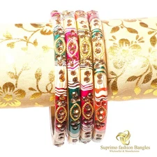 Suprimo Indian Traditional Handemade Multi Metal 4 Bangles Bracelet For Women's