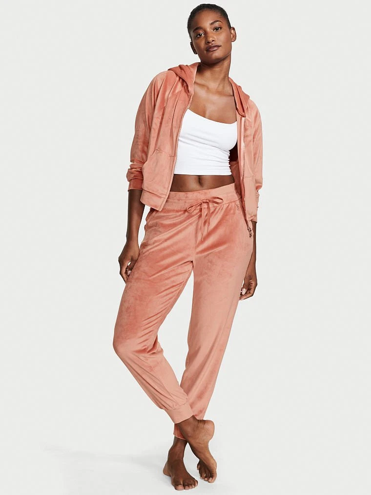 Victoria's Secret M,L TRACKSUIT SET Zip Hoodie+jogger pants CANYON ROSE  VELOUR