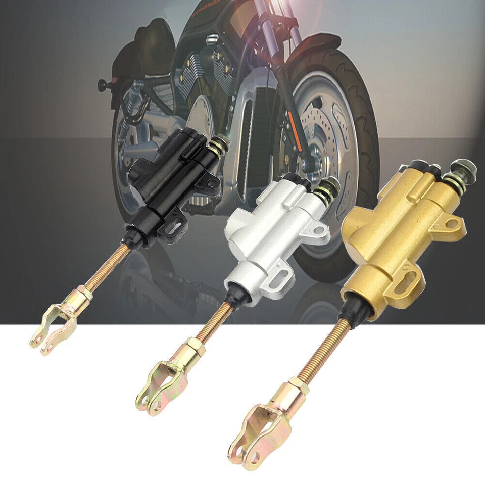 Universal Motorcycle Rear Foot Hydraulic Master Cylinder Brake Pump Metal Silver — 第 4/4 张图片