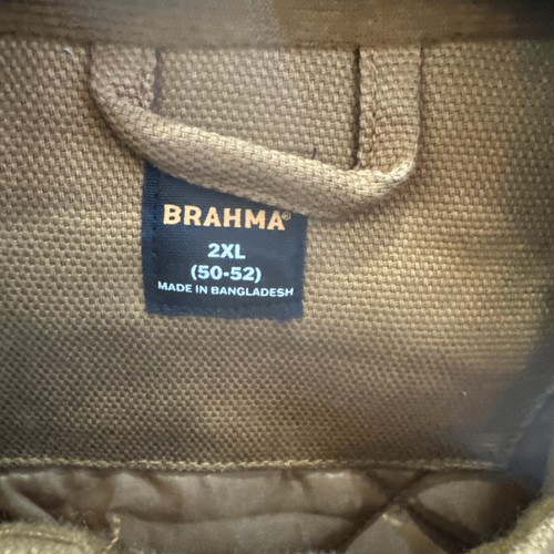 Brahma Men’s Insulated Canvas Work Vest Size 2XL Brown Full Zip With Pockets - 第 2/3 張圖片