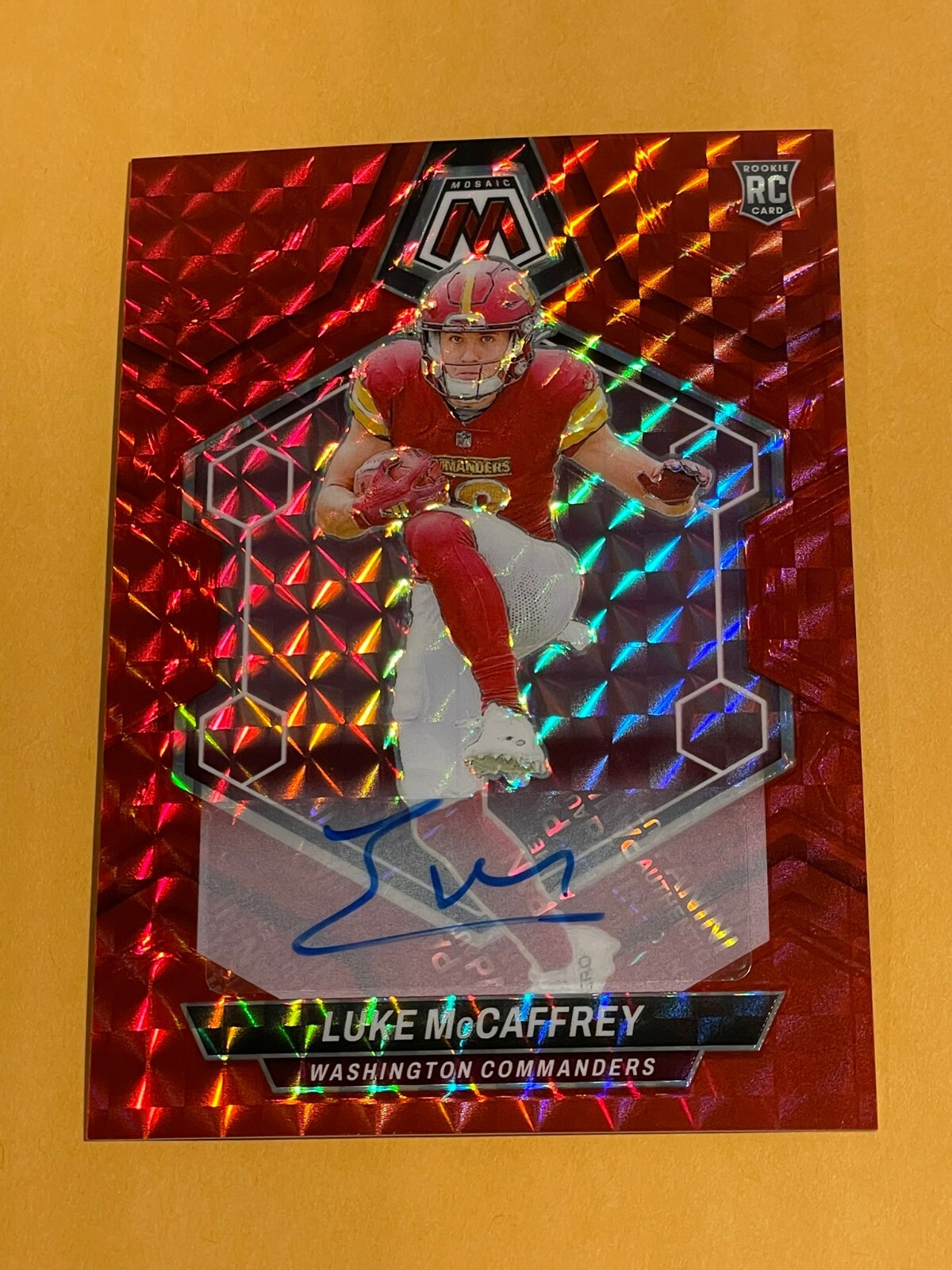 2024 Panini Mosaic Luke McCaffrey Rookie Red Prizm Auto /199