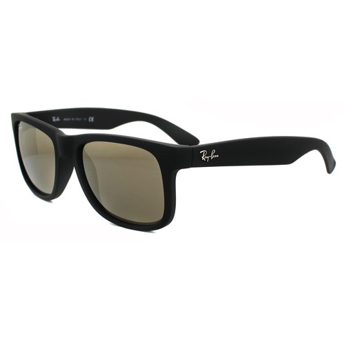 Occhiali da sole Ray-Ban Justin 4165 622/5 un nero in gomma ORO SPECCHIO  PICCOLO 51mm | eBay
