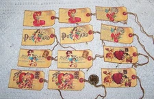 12-Valentine's Day-Primitive-Vintage-Cherub-Linen Cardstock-Gift-Hang-Tags
