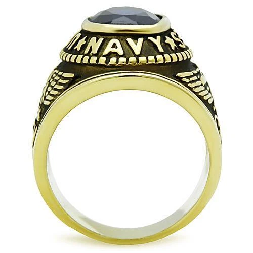 Men s US Navy USA USN Stainless Steel Gold Plated Military Ring US