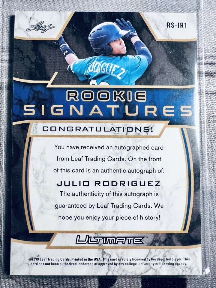 2019 Leaf Ultimate Actual Rookie Signatures Julio Rodriguez Auto - Image 2 of 2
