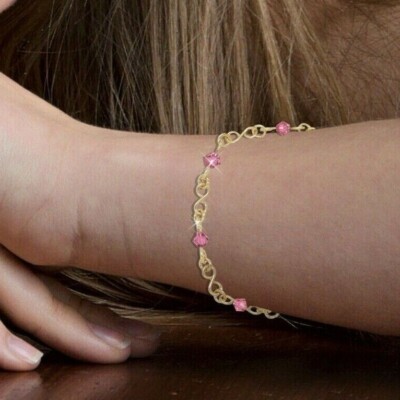Bracelet Gold or Silver Customized Figure 8 Links adorned with Crystals