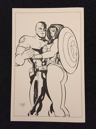 Captain America Wonder Woman Chris McJunkin 11X17 Original Art 2026 SALE!