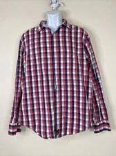 Canterbury Men Size XL Colorful Striped Check Button Up Shirt Long Sleeve