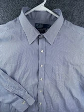 Polo Ralph Lauren Andrew Classic Fit Button Up Shirt Blue Striped 18 34/35 Adult