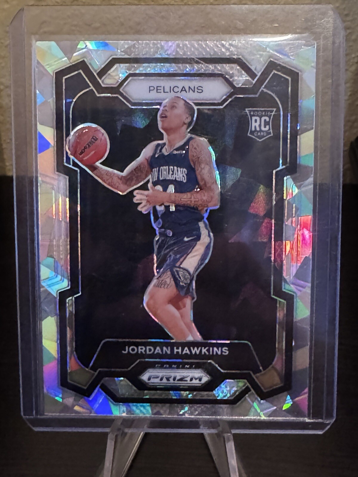 Jordan Hawkins 2023-24 Panini NBA Prizm #130 Silver Cracked Ice Prizm Rookie