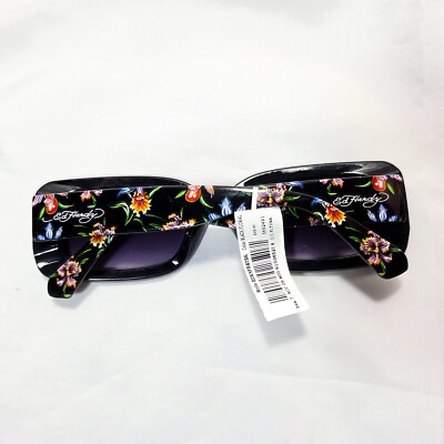 New Original ED HARDY Sunglasses Slim Rectangle Floral 