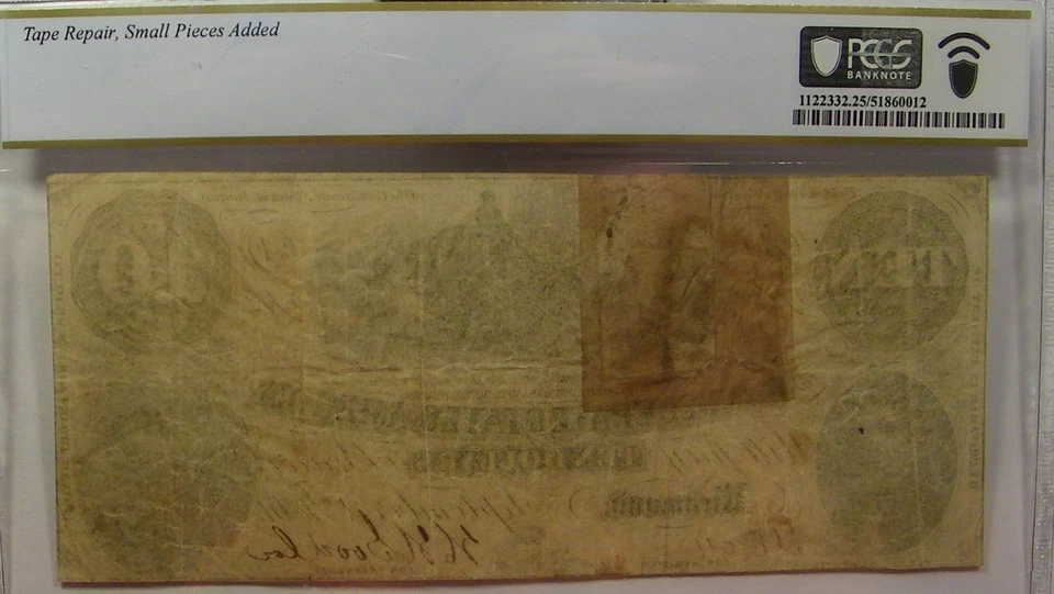 US CSA T-23 1861 $10 Confederate Currency  PCGS VF25 details - Image 2 of 2