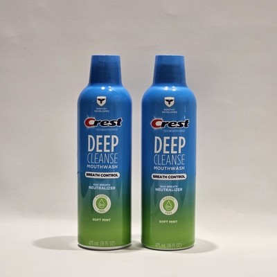 Crest Deep Cleanse Mouthwash Soft Mint Alcohol Free Breath Control Oral 2 Pack.