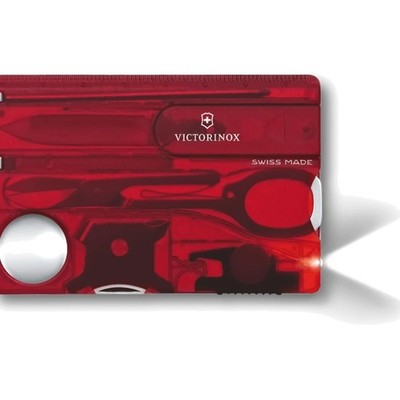 Victorinox Swiss Card Lite Multitool mit 13 Funktionen Rot Transparent