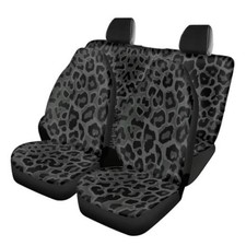 Print Car Seat Covers Vehicle Front Seat And Rear Bench Split Black Leopard