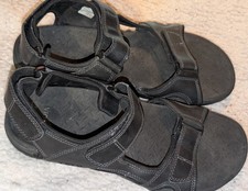 Vionic Men's Leather Sandals 11 "Gerrit" Adjustable Straps Comfort Black Walking