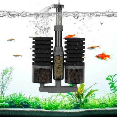 Aquarium Filter Dual Sponge Fish Tank Filters Multi-Stage Filtration Clean Wa...