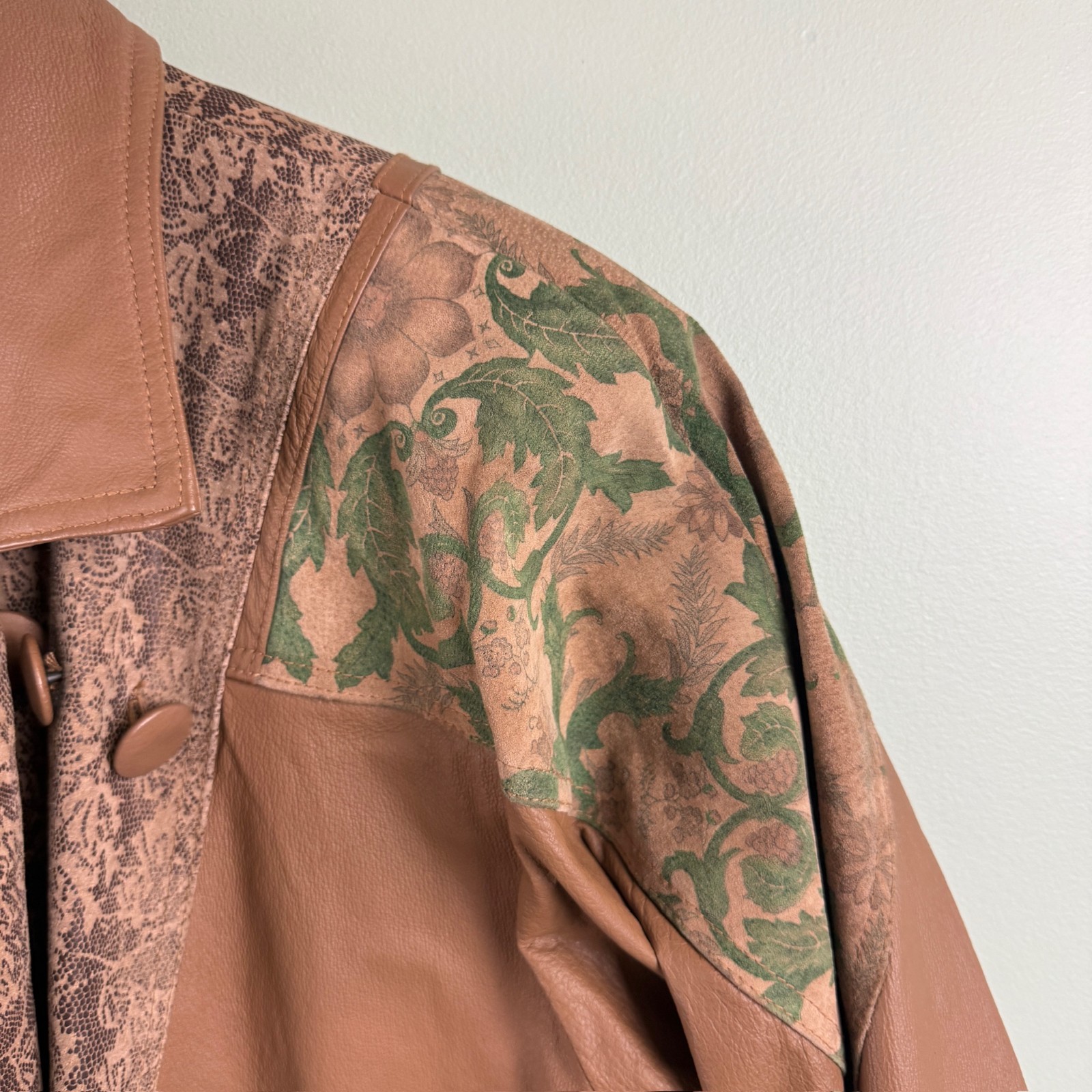 Vintage 80s Patchwork Leather Jacket Boho Western… - image 8