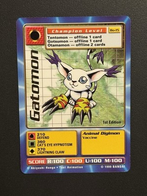 Gatomon Bo-15 1st Edition Digimon TCG Gold Rare Lettering 1999 (Pack Fresh)