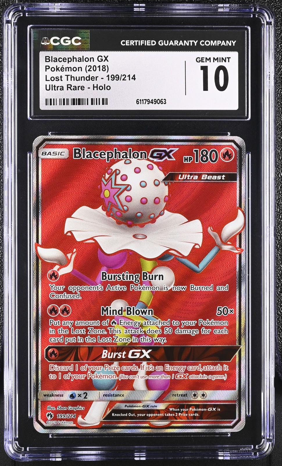 CGC 10 Blacephalon GX 2018 Lost Thunder 199/214 Ultra Rare Holo Pokemon Card