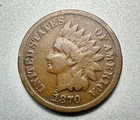 1870  INDIAN CENT   VG+   KEY DATE  #1077
