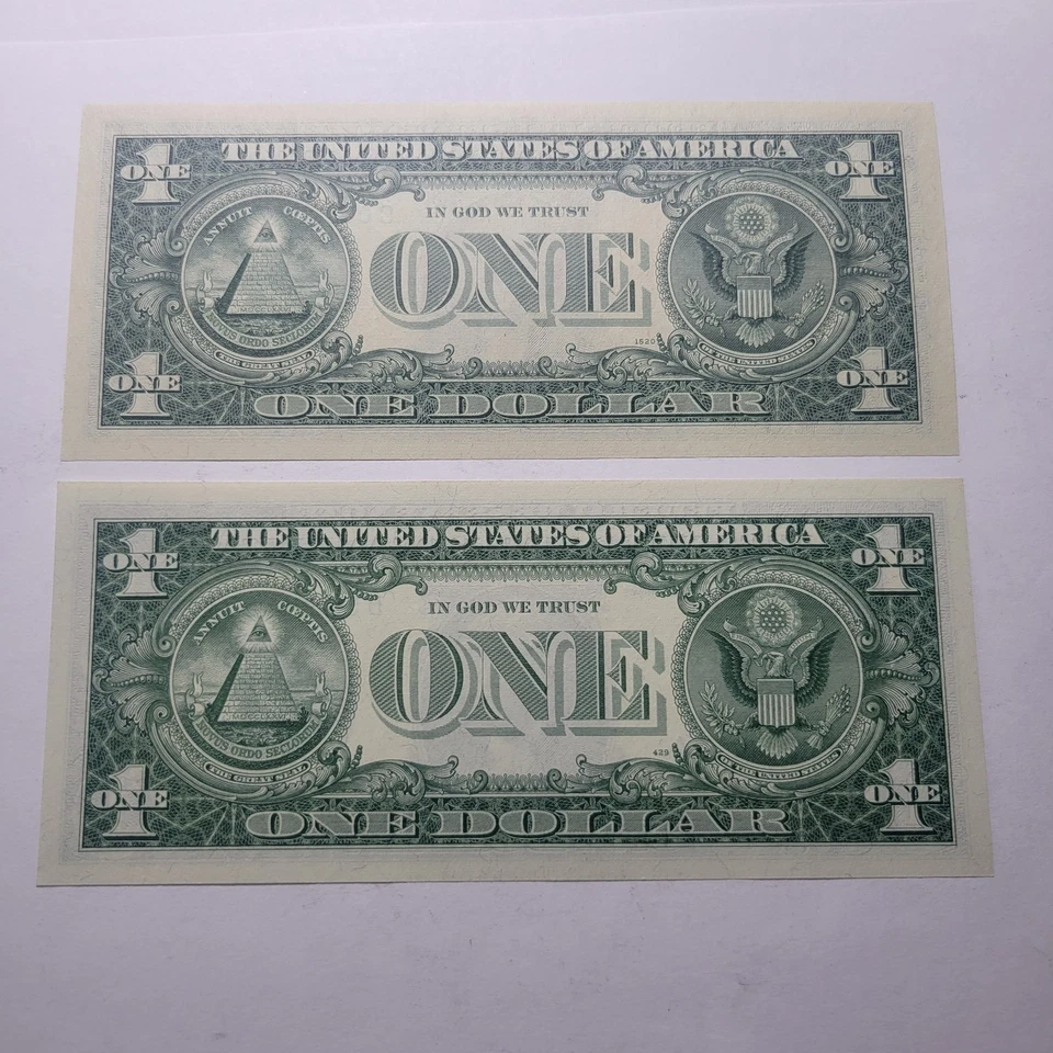 Series 1963/1969 Fed Res $1 Note 4-Digit Serial #1129 + #4411 ~ Gem Uncirculated - Image 2 of 4