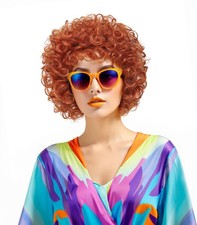 Traqur Women's short curly wig, 70s disco style afro wig Medium, Orange