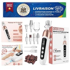 Kit Manucure Pédicure Sans Fil KOOFIT, Ponceuse à Ongles Professionnelle
