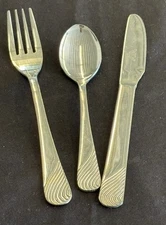 Set of NOS ATA America Trans Air Dinner Knife Spoon Fork Stainless Abco