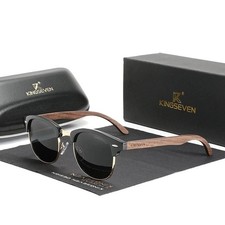 Walnut Polarized Sunglasses Men Women Retro UV400 Eyewear