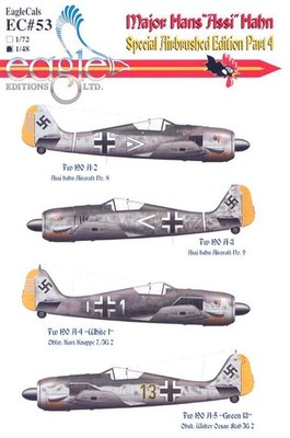 EagleCals Decals 1/48 Fw-190A MAJOR HANS ASSI HAHN Special Airbrushed Set Part 4