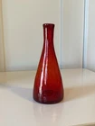 Vintage Blenko Ruby Red Crackle Glass 920s Vase Decanter - NO stopper - GLOWS!