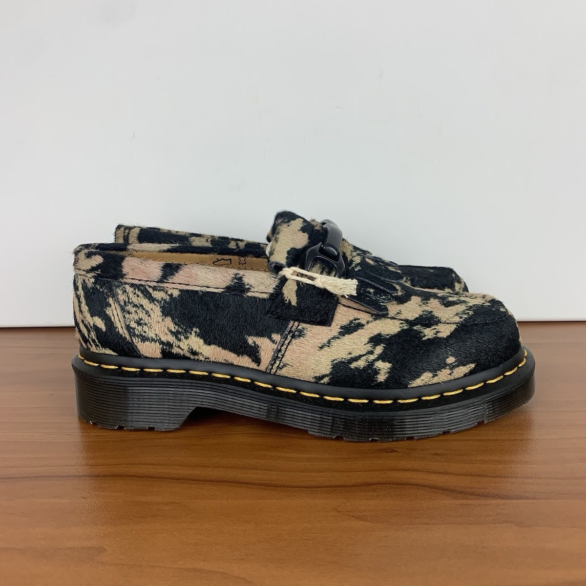 Dr. Martens Adrian Snaffle Loafers Cow Fur Black Brown Men Size 5