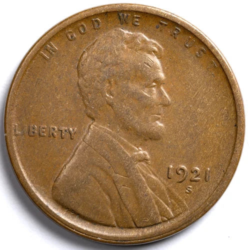 1921-S Lincoln Wheat Penny Cent Very Fine (VF) - San Francisco Mint
