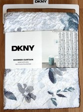 DKNY Jasper Microsculpt Shower Curtain Blue  Gray White Fabric 72" X 72" Floral