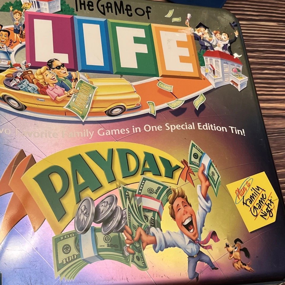 Combo de juegos de mesa The Game of Life & Payday Collector's Tin Complete Parker Bros Foto 2 de 4