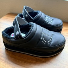 Champion Platform Faux Fur Lined Slip-On Shoes – Black – Women Size 7